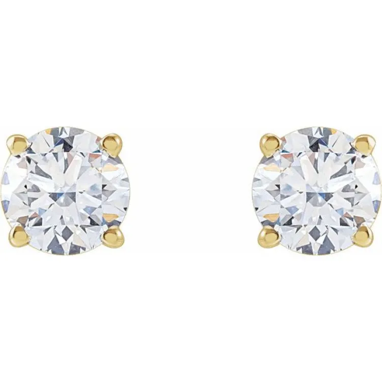 14K Yellow 5mm :: 1 CTW Lab-Grown Diamond Stud Earrings