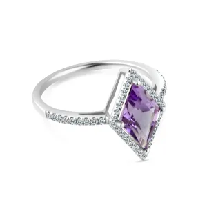 14KW DIAMOND AND AMETHYST RHOMBUS RING (121RB3824AAMD)