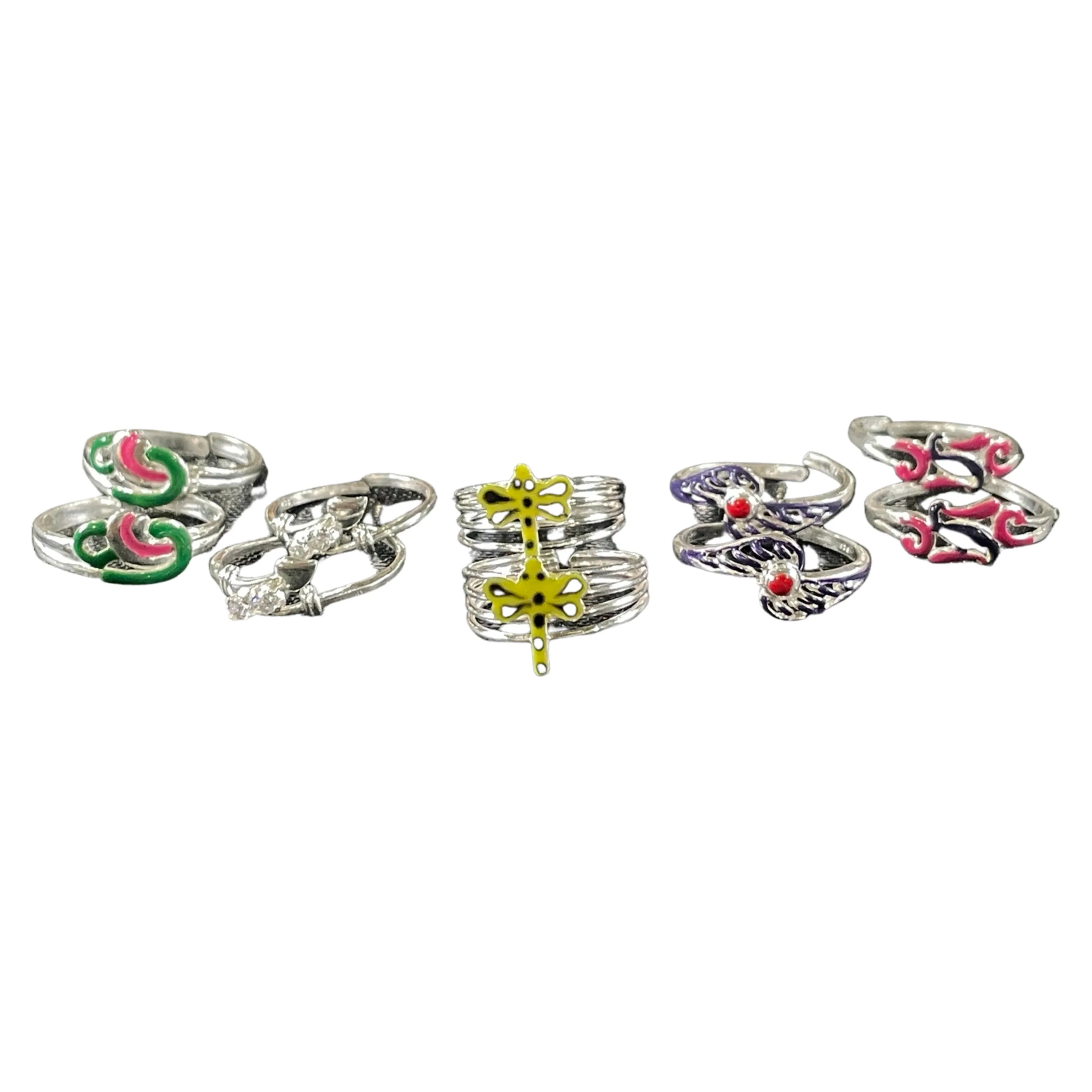 925 Sterling Silver Toe-rings (Pack of 5 Pairs)- Set #22