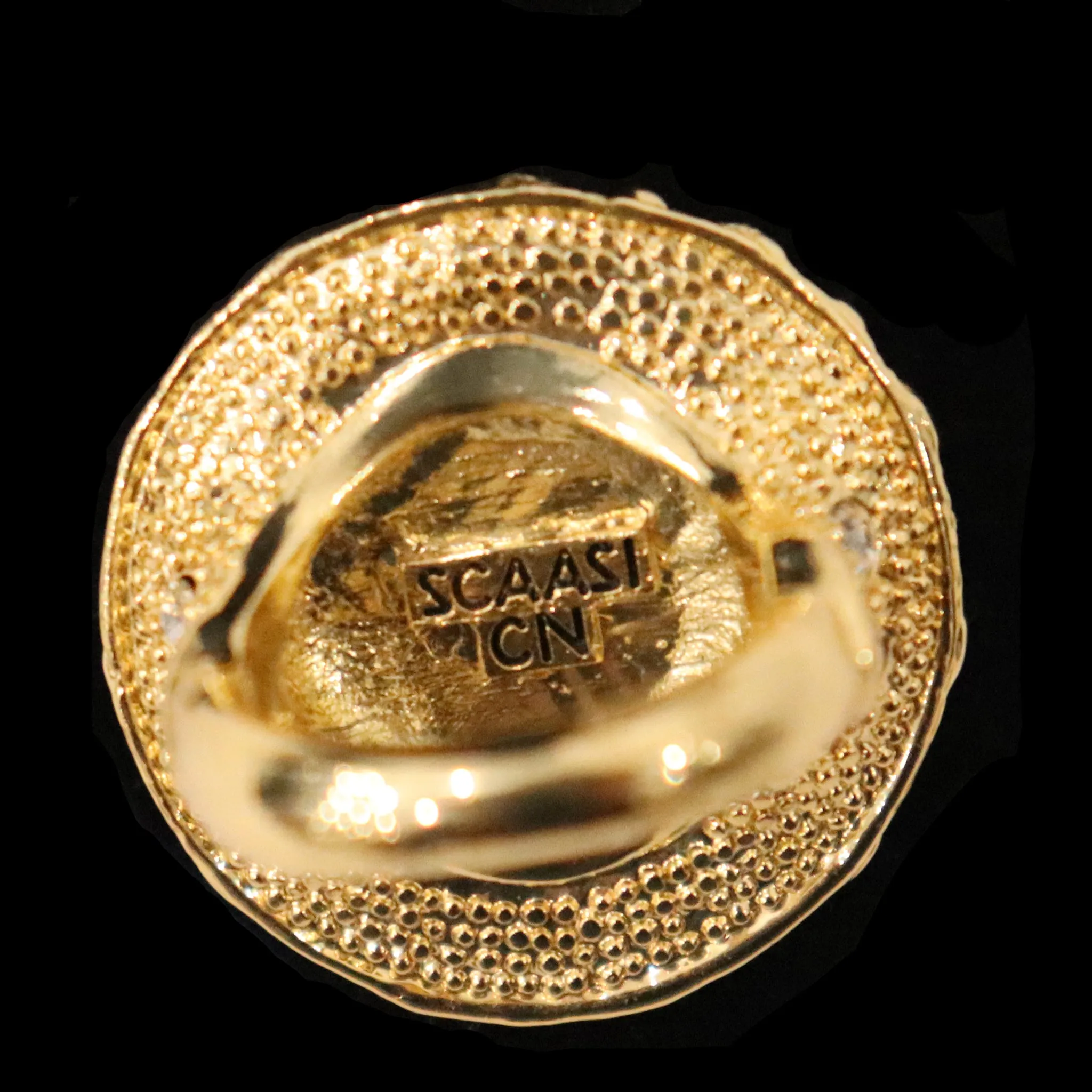 Arnold Scassi Faux Gold-tone Pearl & Rhinestone Earrings/Ring 1980s