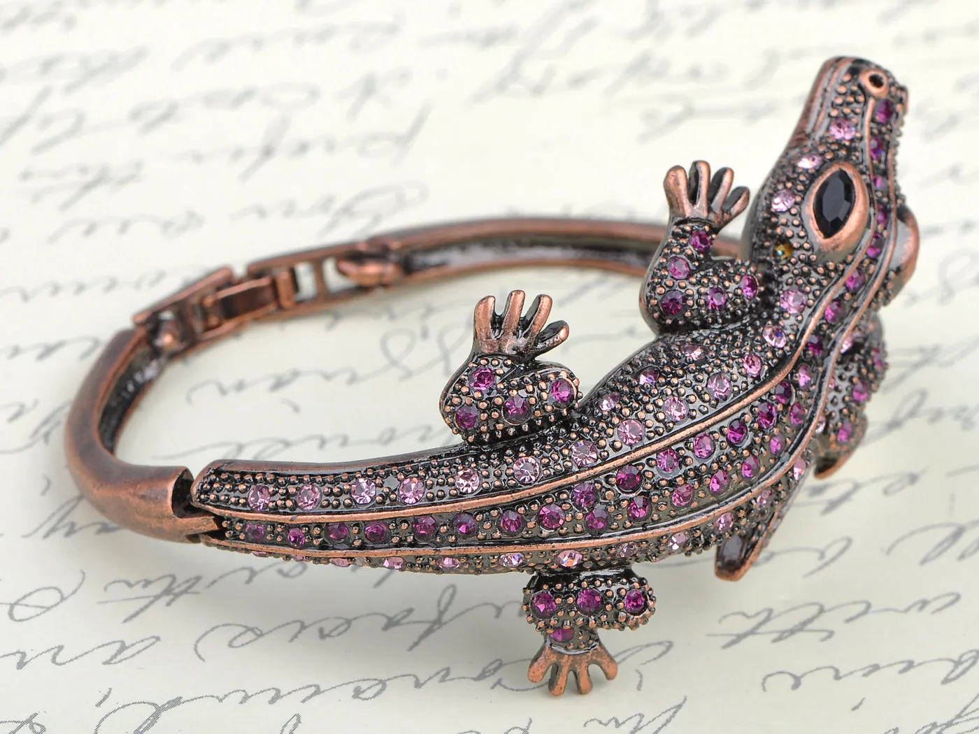Copper Amethyst Colored Alligator Crocodile Bangle Bracelet