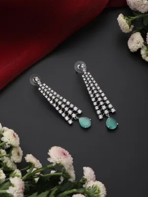 Diamond Lines With Turq Drop Earring