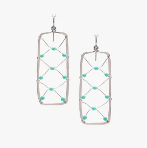 hammered rectangular wire wrapped bead earrings