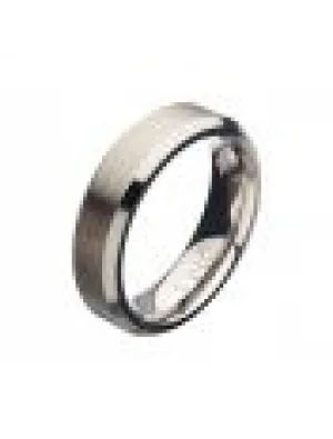 Inox Men's 6mm Matte Stainless Steel Beveled Ring-Size 11