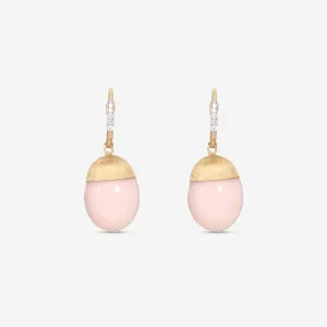 Nanis 18K Yellow Gold Pink Opal & Diamond Earrings OS14-575
