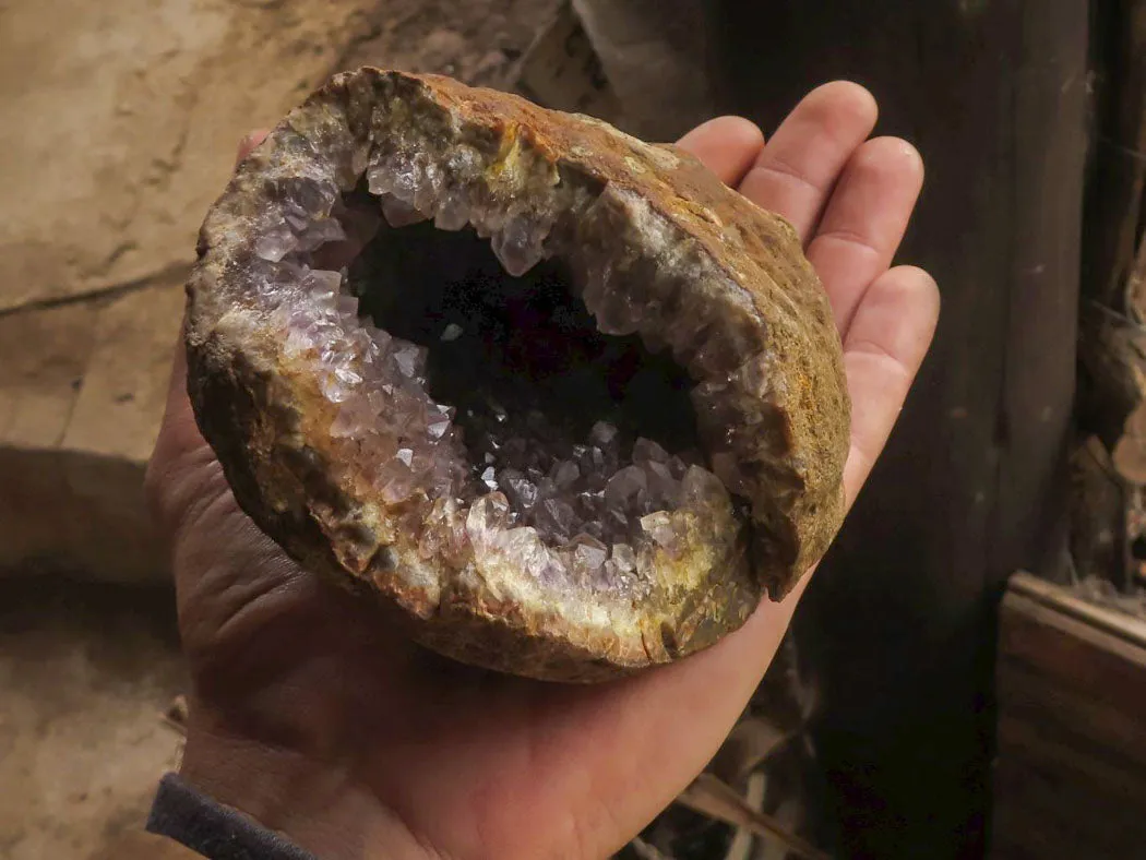 Natural Amethyst & Basalt Geode Specimens x 4 From Zululand, South Africa