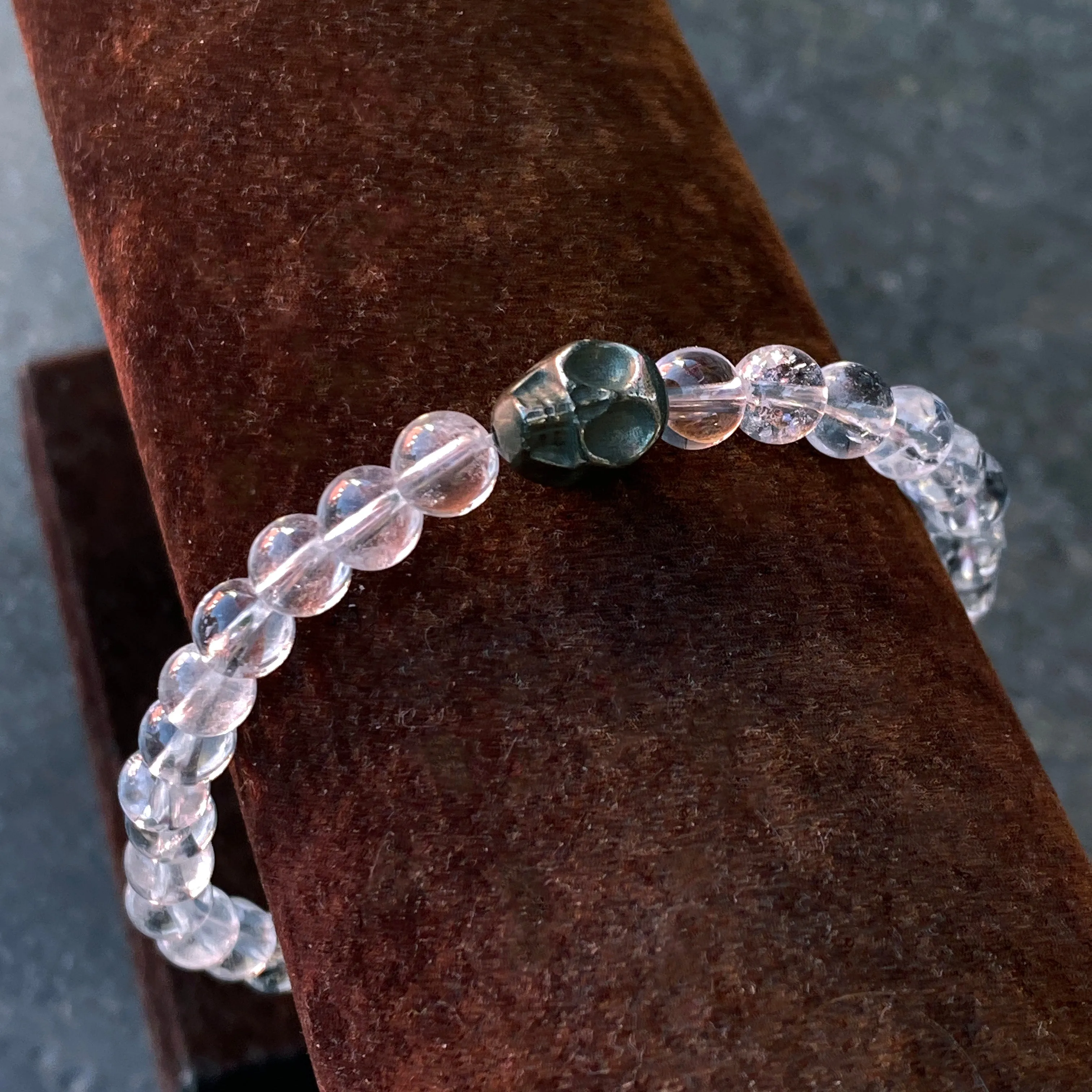 Quartz and Pyrite Skull Bracelet