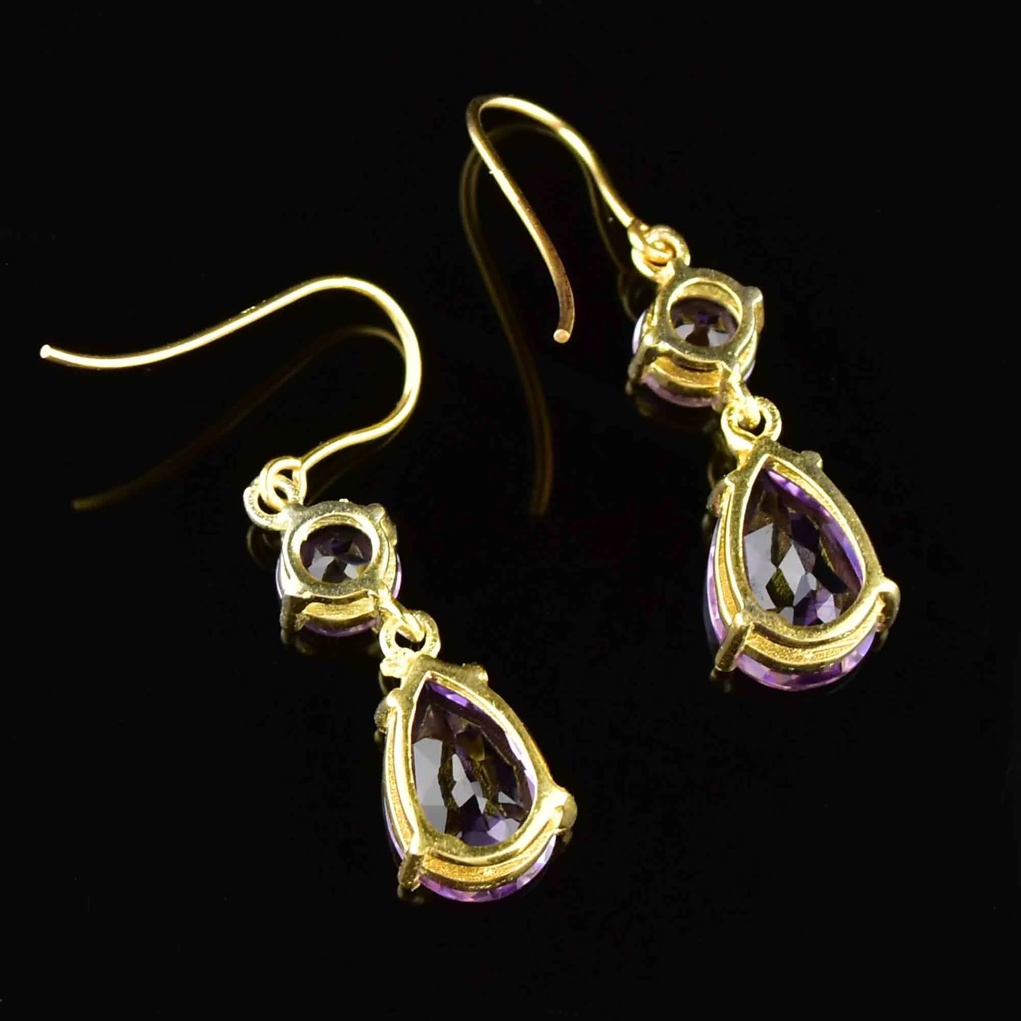 Vintage Rose de France Amethyst Earrings in Gold